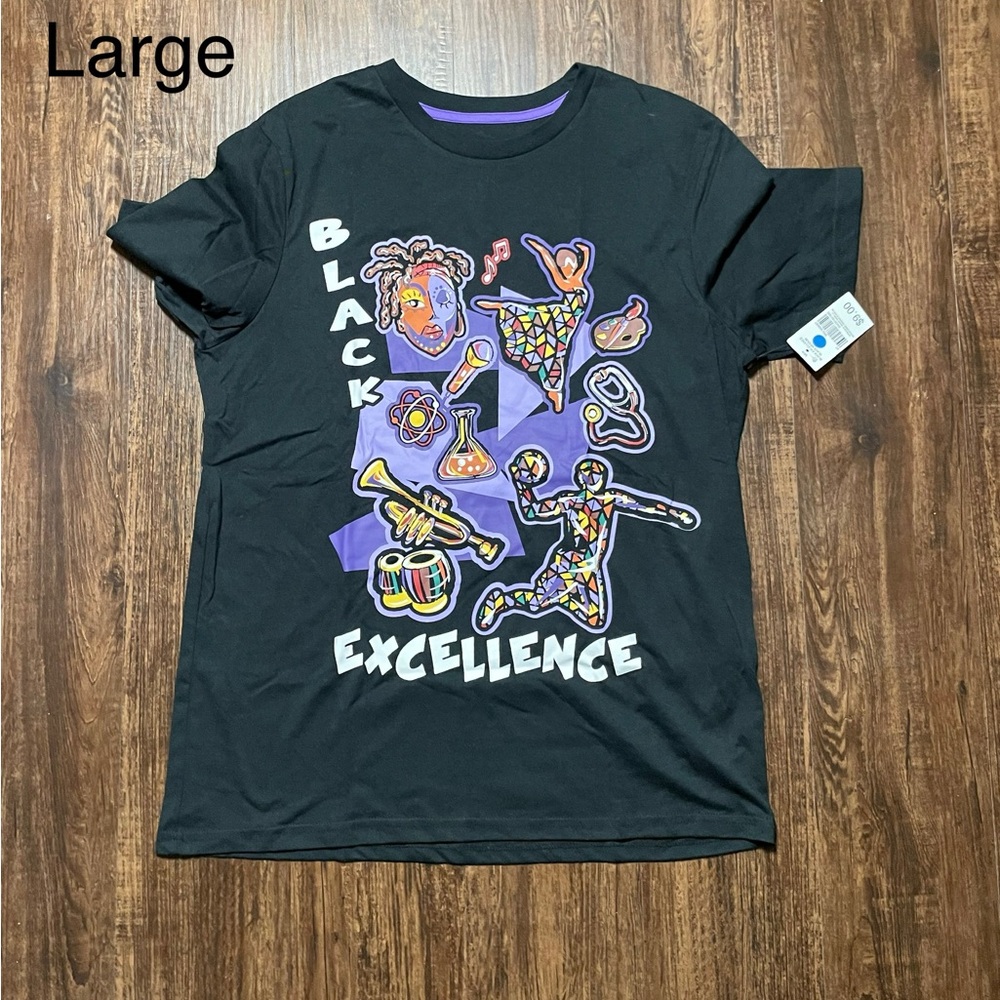 Black Graphic T-Shirt with Colorful Design